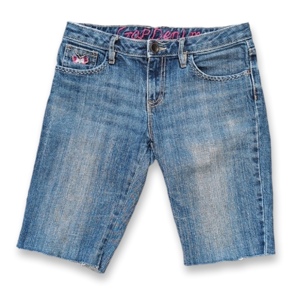 Gap Denim Kids Bermuda Shorts Embroidered Butterfly Cut Off Girls Size 12